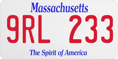 MA license plate 9RL233