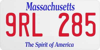 MA license plate 9RL285