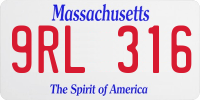MA license plate 9RL316