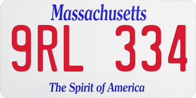 MA license plate 9RL334