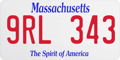 MA license plate 9RL343