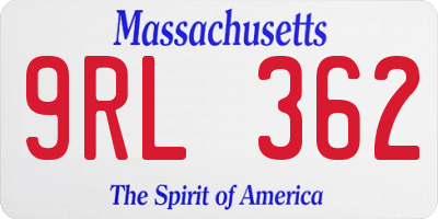 MA license plate 9RL362