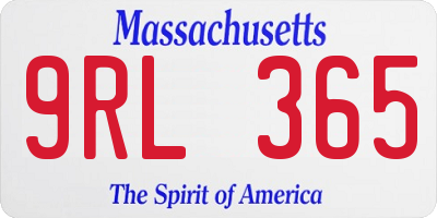MA license plate 9RL365