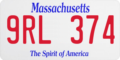MA license plate 9RL374