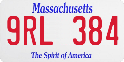 MA license plate 9RL384