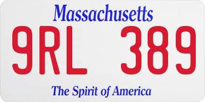 MA license plate 9RL389