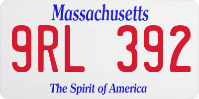 MA license plate 9RL392