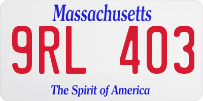 MA license plate 9RL403