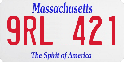 MA license plate 9RL421