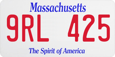 MA license plate 9RL425