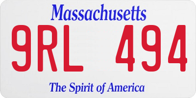 MA license plate 9RL494