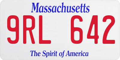 MA license plate 9RL642