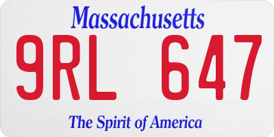 MA license plate 9RL647