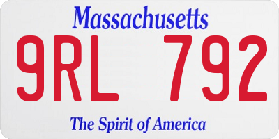 MA license plate 9RL792