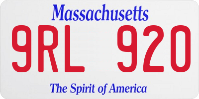 MA license plate 9RL920