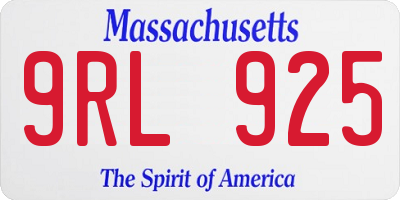 MA license plate 9RL925