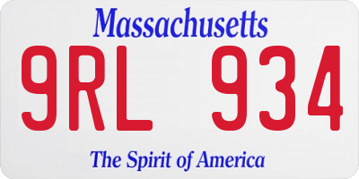 MA license plate 9RL934
