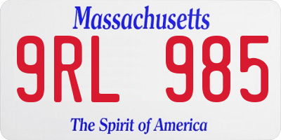 MA license plate 9RL985