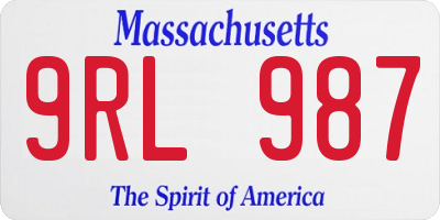 MA license plate 9RL987