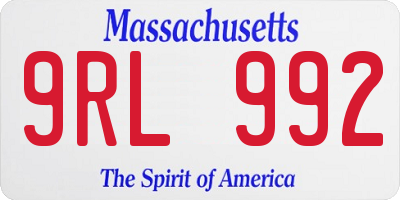 MA license plate 9RL992