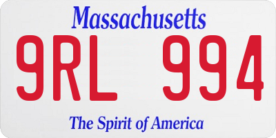 MA license plate 9RL994