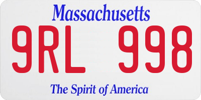 MA license plate 9RL998