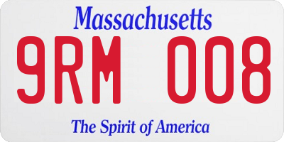 MA license plate 9RM008