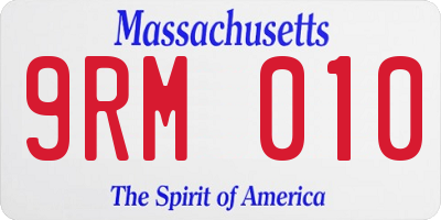 MA license plate 9RM010