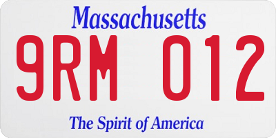 MA license plate 9RM012