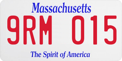 MA license plate 9RM015