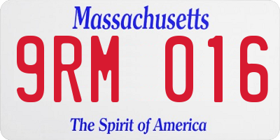 MA license plate 9RM016