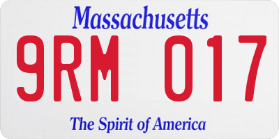 MA license plate 9RM017