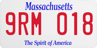 MA license plate 9RM018
