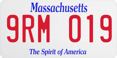 MA license plate 9RM019