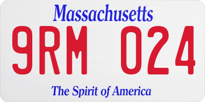 MA license plate 9RM024