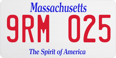 MA license plate 9RM025