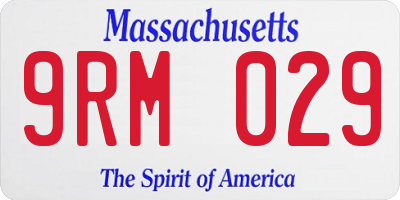 MA license plate 9RM029