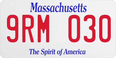 MA license plate 9RM030