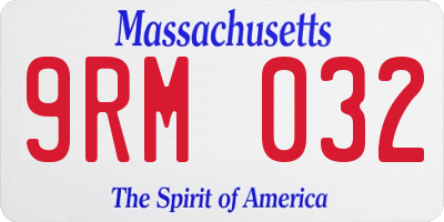 MA license plate 9RM032