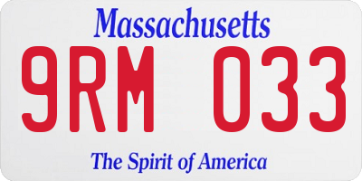 MA license plate 9RM033