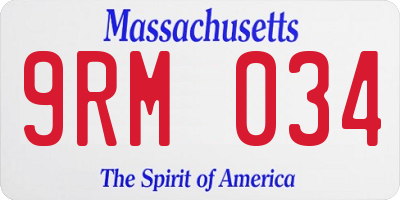 MA license plate 9RM034