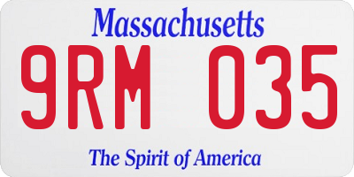 MA license plate 9RM035