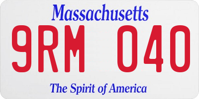 MA license plate 9RM040
