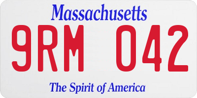 MA license plate 9RM042