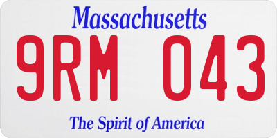 MA license plate 9RM043