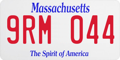 MA license plate 9RM044