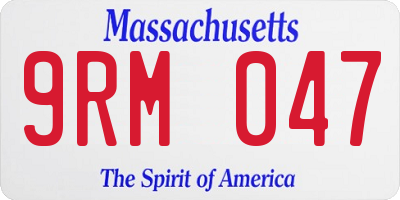MA license plate 9RM047