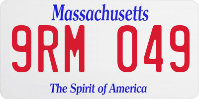 MA license plate 9RM049