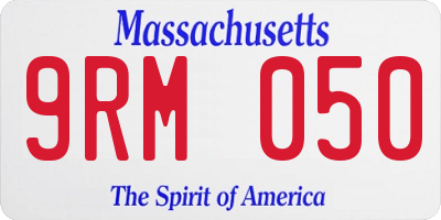 MA license plate 9RM050