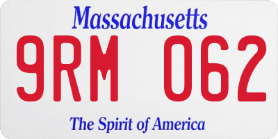 MA license plate 9RM062